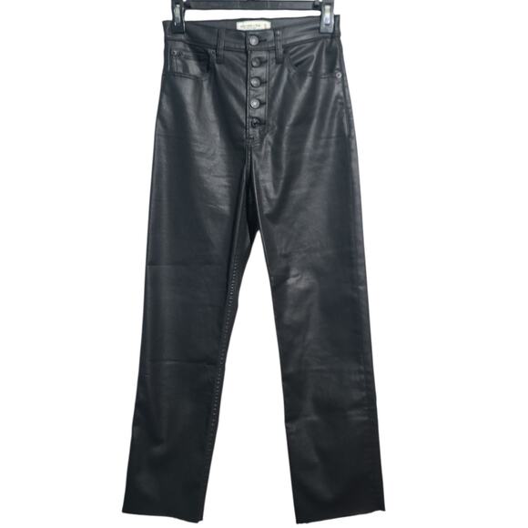 Abercrombie & Fitch Ankle Straight Ultra High Rise Black Vegan Pants Size 27 4 - Picture 1 of 4